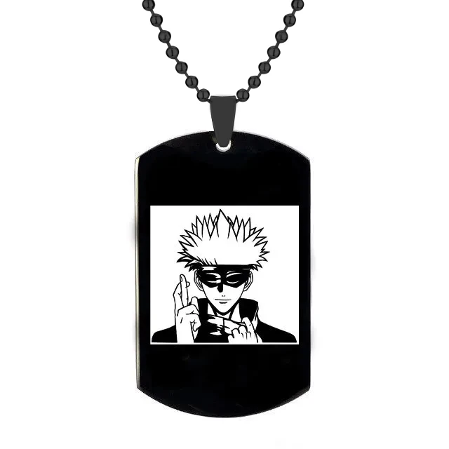 Anime Jujutsu Kaisen Pendant Necklace Cosplay Gojo Satoru Ryomen Sukuna Stainless Steel Dog Tag Necklaces