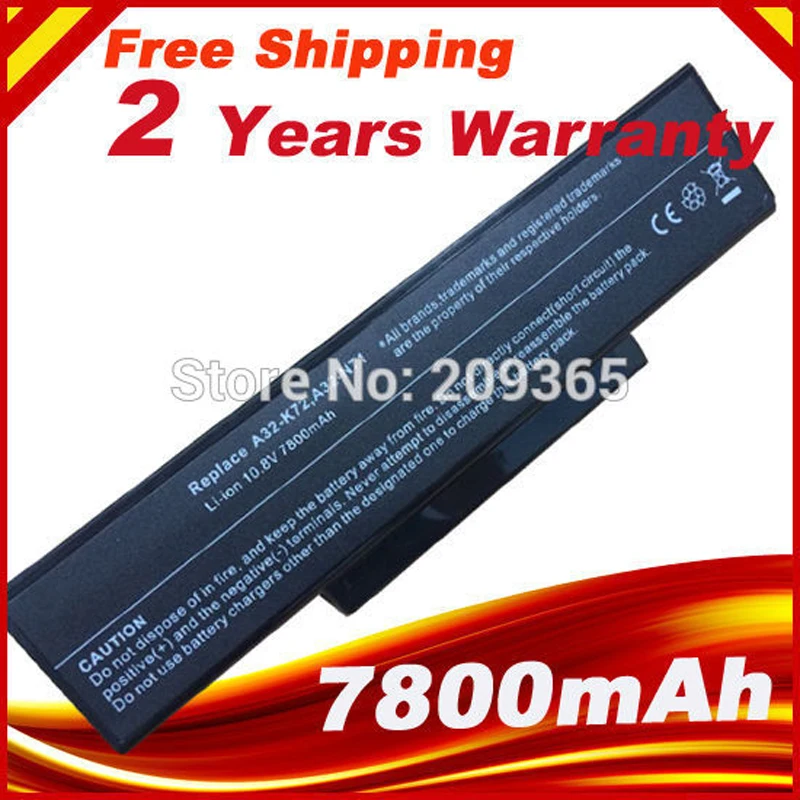 

6600mAh 9 cells Laptop Battery For Asus A32-N71 A32-K72 K72F K72D K72DR K73 K73SV K73S K73E N73SV