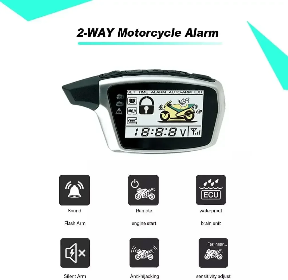 BANVIE 2 Way Motorcycle Security Alarm System with Remote Engine Start Anti-Hijacking