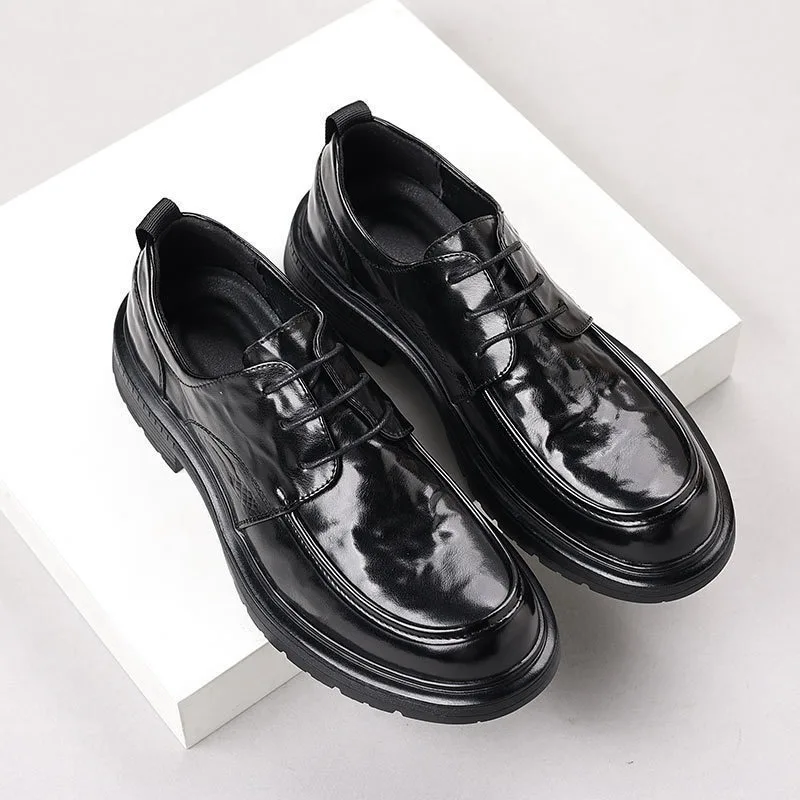 

Height Increasing Platform Round Toe Loafers Leather Shoes for Men Retro High Quality Fashion Trend on Sale Man Casual Shoe