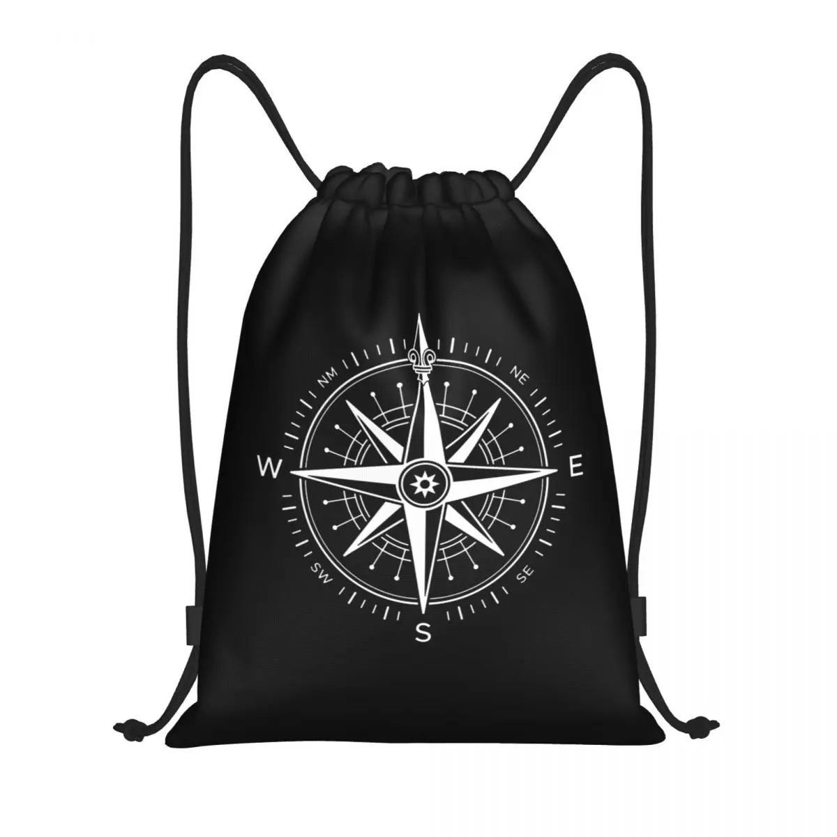 Custom Vintage Nautical Compass Drawstring Bag for Training Yoga Backpacks Women Men Captain Anchor Boat Sports Gym Sackpack