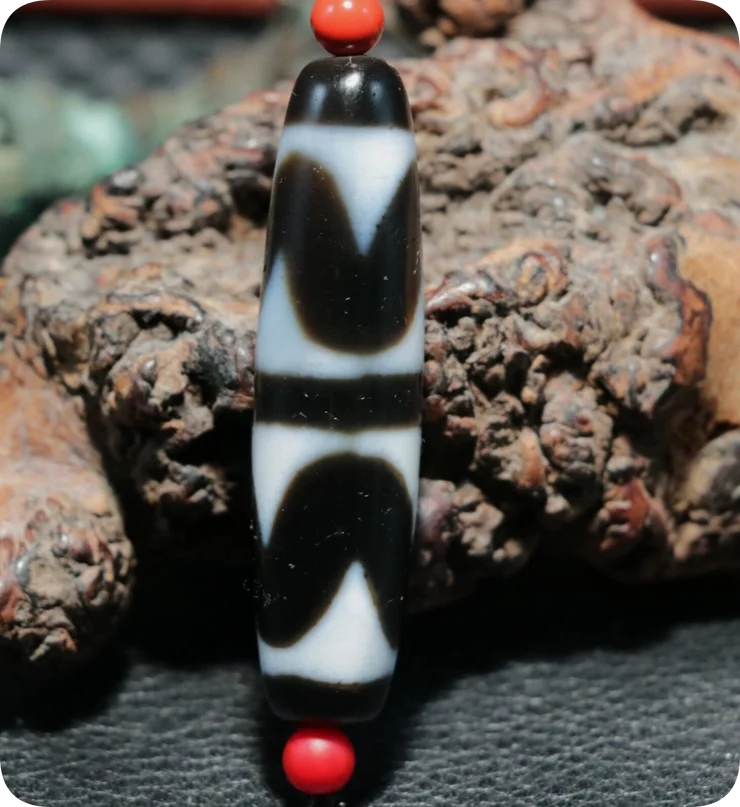 Energy Tibetan Top Old Agate Double Tiger Tooth dZi Bead Pendant Totem Amulet LK