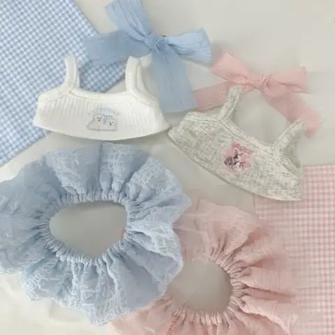 Ropa de muñeca de algodón: 10cm, 15cm, 20cm. Disponible en juegos para cambiar. Falda y vestido separados para niña.
