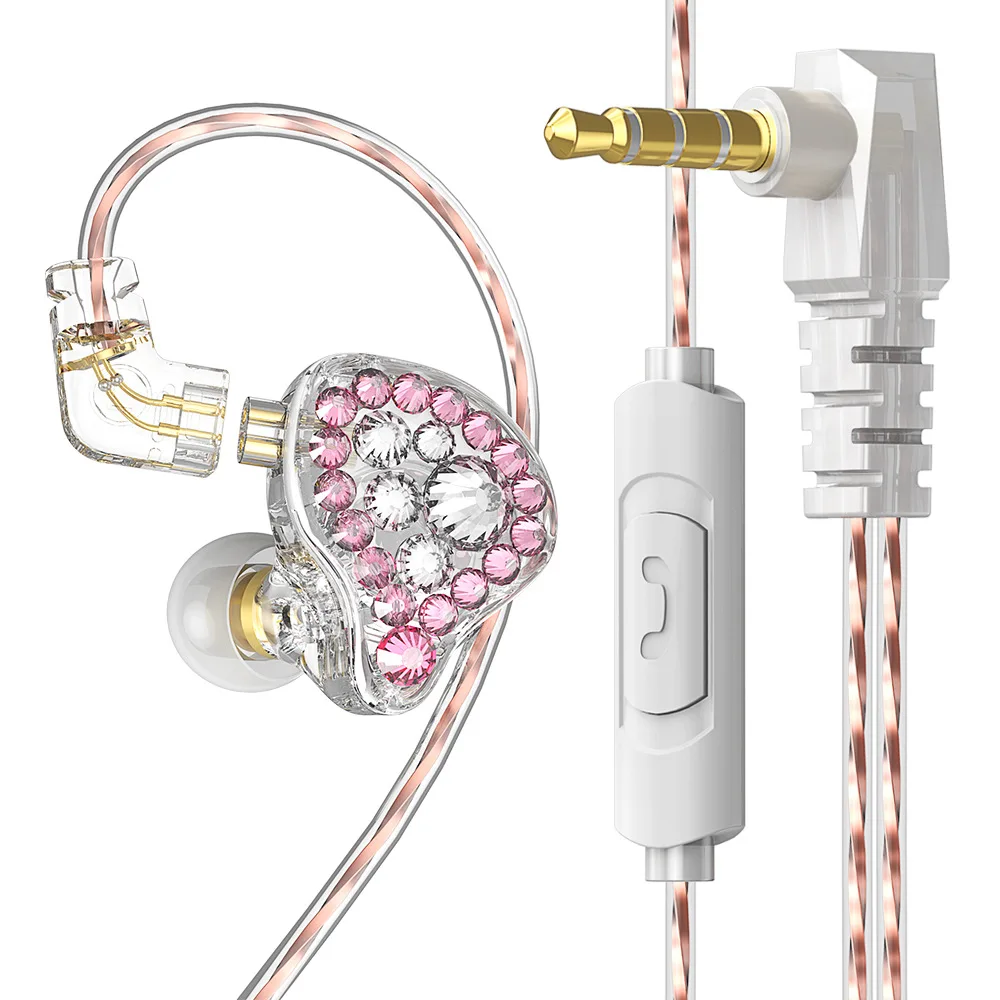 FENGRU-Écouteurs intra-auriculaires Q2Pro Diamond pour filles, écouteurs HiFi, retour, câble interchangeable, ordinateur portable, 3.5mm, 3m