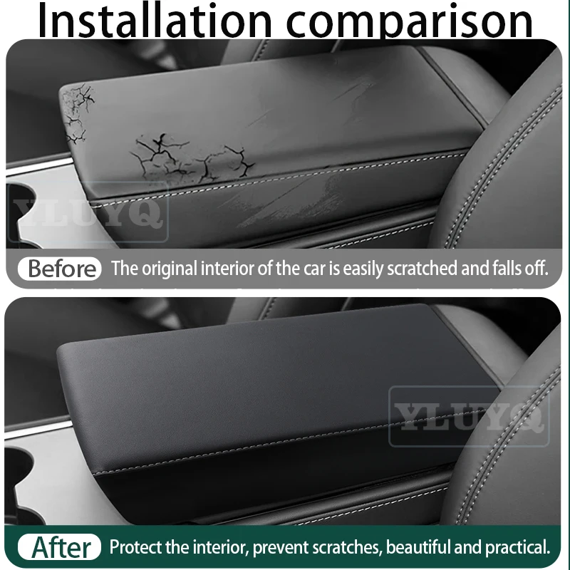 ل تسلا نموذج 3 هايلاند 2024 مسند الذراع غطاء حامي الجلود الديكور نموذج Y Juniper 2025 اكسسوارات السيارات الداخلية #3