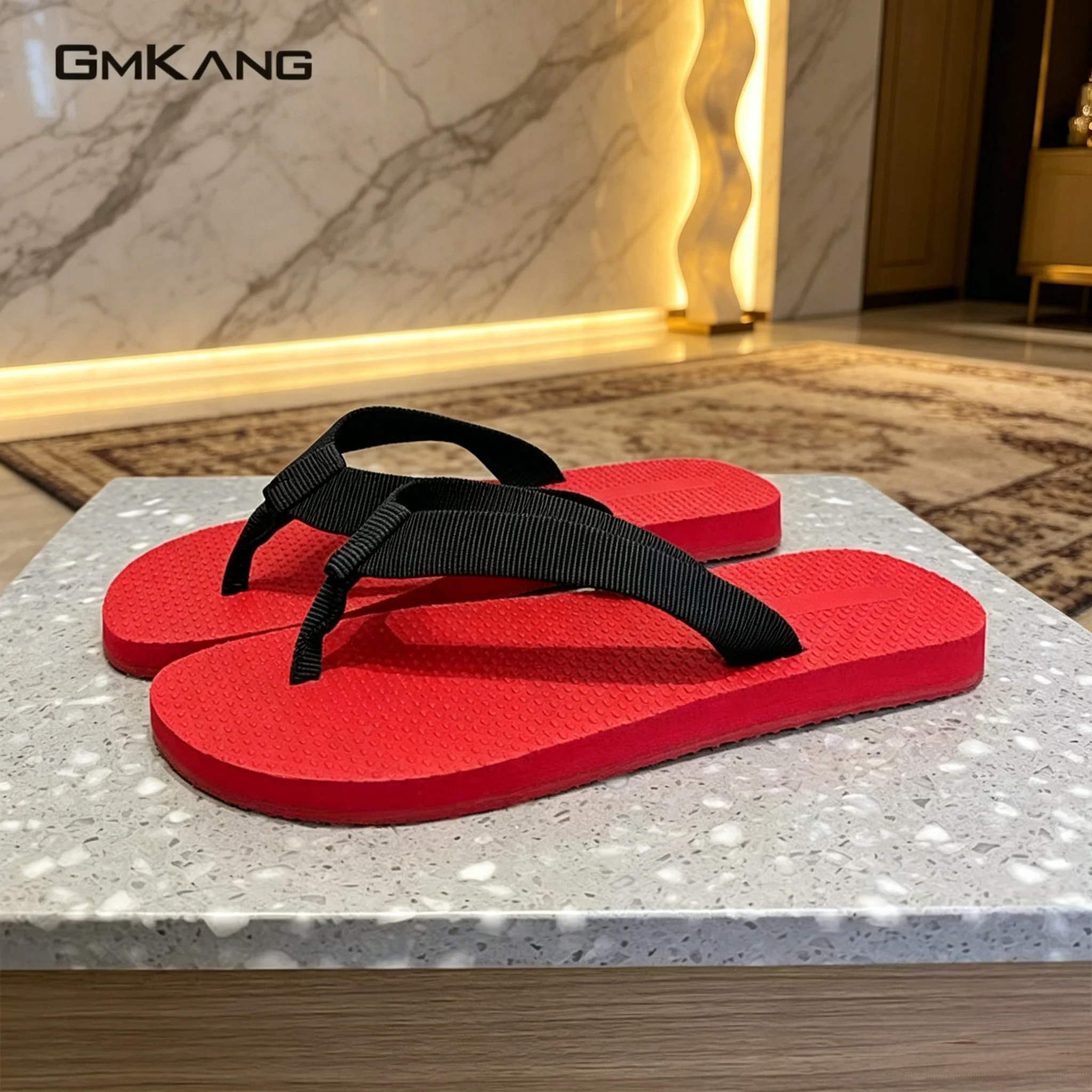 

Women Summer Platform Flip Flops, Thick Red Sole Slip On Sandals, Comfortable Flat Slippers, Casual Non-slip Footwear for Beach