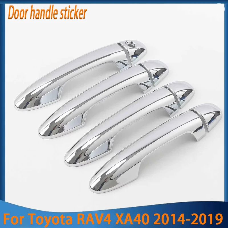 Chrome Car Door Handle Bowl Cover Decor Trim Sticker Styling Accessories For Toyota RAV4 XA40 2014-2019