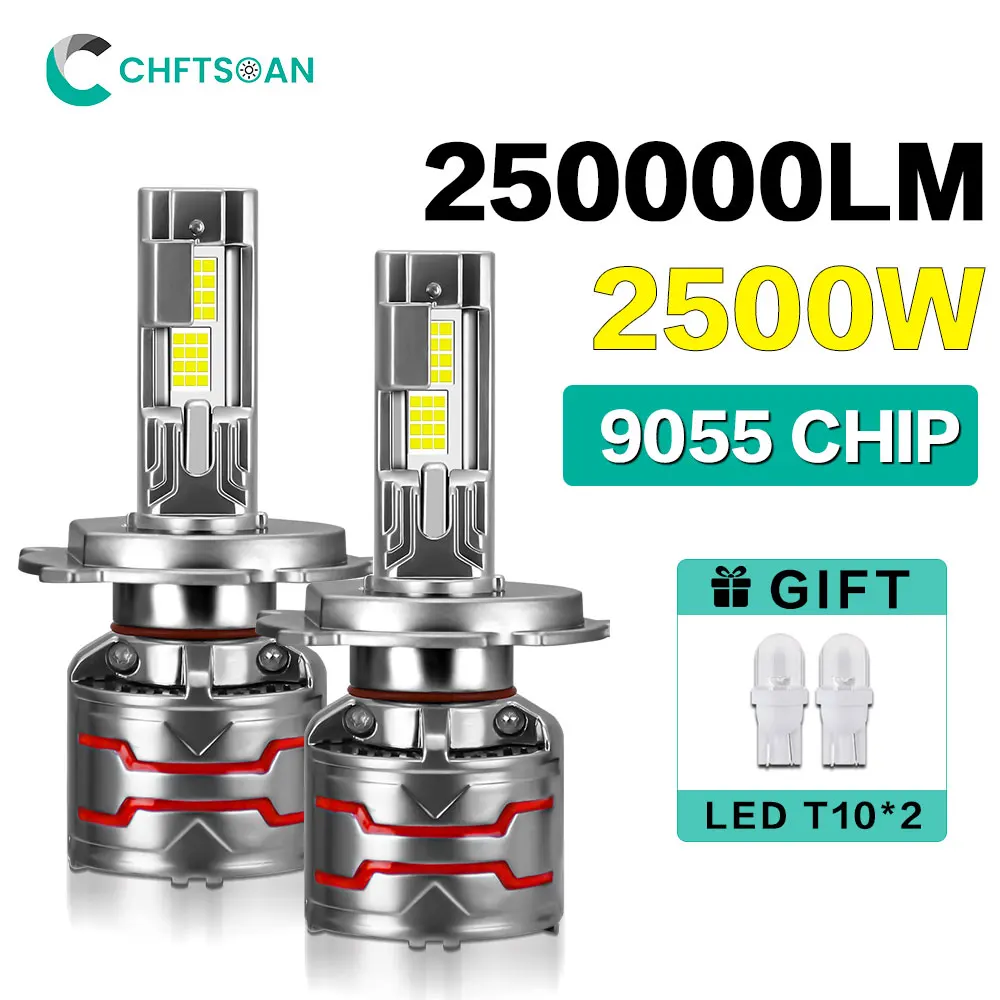 

Chftsoan LED 4 Copper Pipes Headlight 2500W 250000LM Canbus Headlamp H1 H4 H7 11 9005 9006 9012 No Error Headlight 6000K 12V 24V