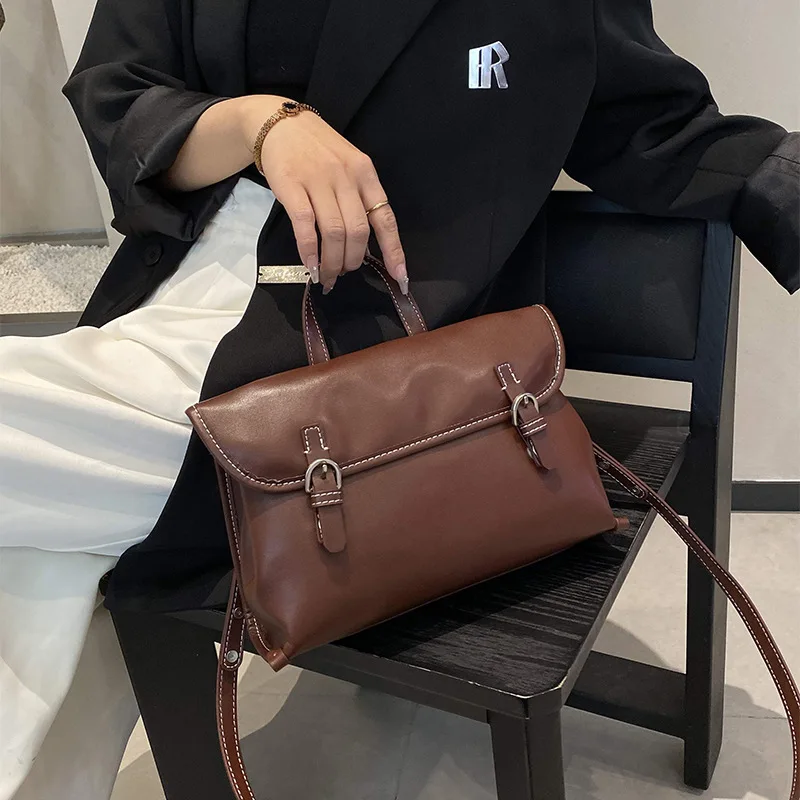 

Винтажная женская сумка-мессенджер из натуральной кожи, офисная сумка-тоут, универсальная повседневная сумка через плечо