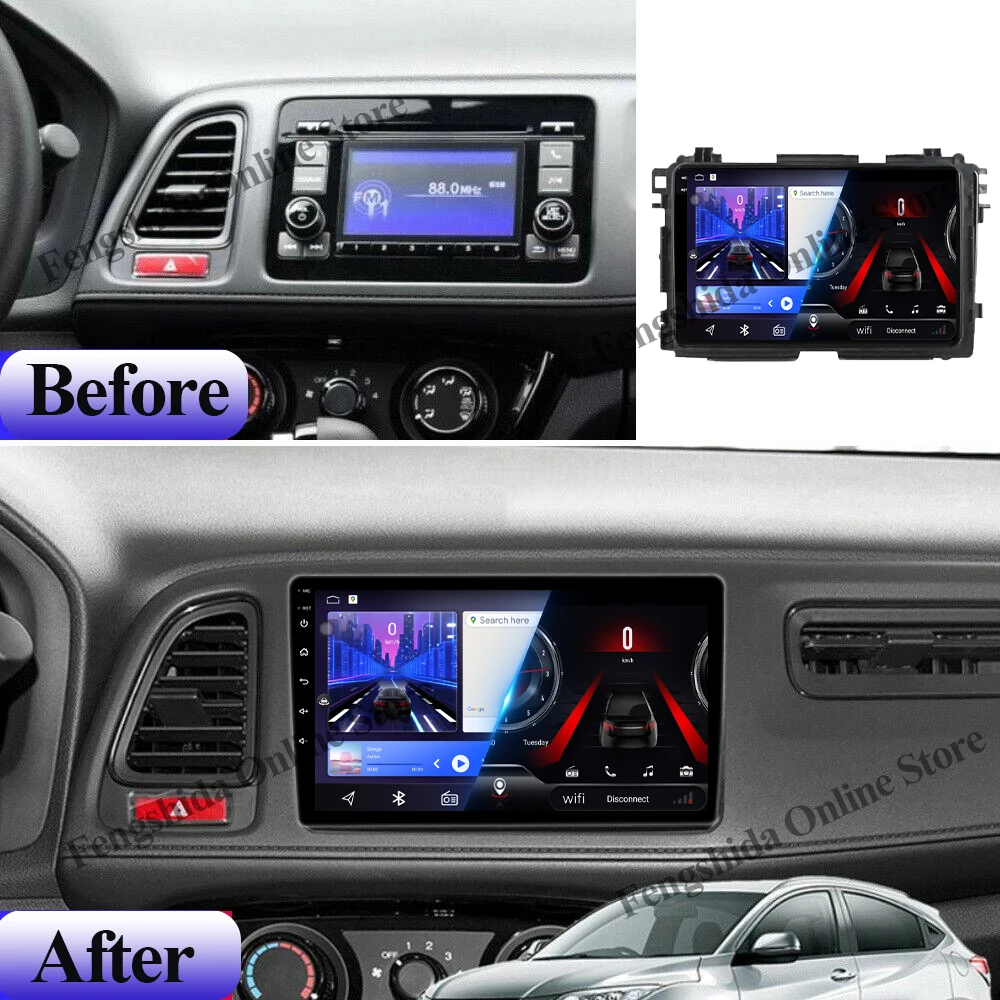 Android 14 Carplay For Honda Vezel HR - V HRV HR V XRV 2015-2017 Car Radio Head Unit Multimedia Player GPS 5G Wifi Touch Display