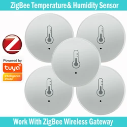 Zigbee Temperature And Humidity Sensor Voice Control Intelligent Home Hygrometer Monitoring Work With tuya Gateway no battery