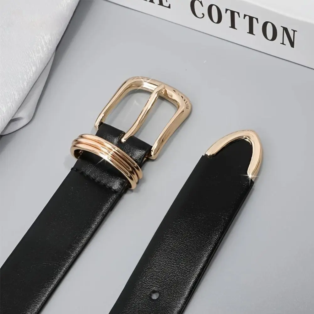 Simple Women man PU Leather Belt Versatile Fashion Metal Buckle Belt Couple Belt