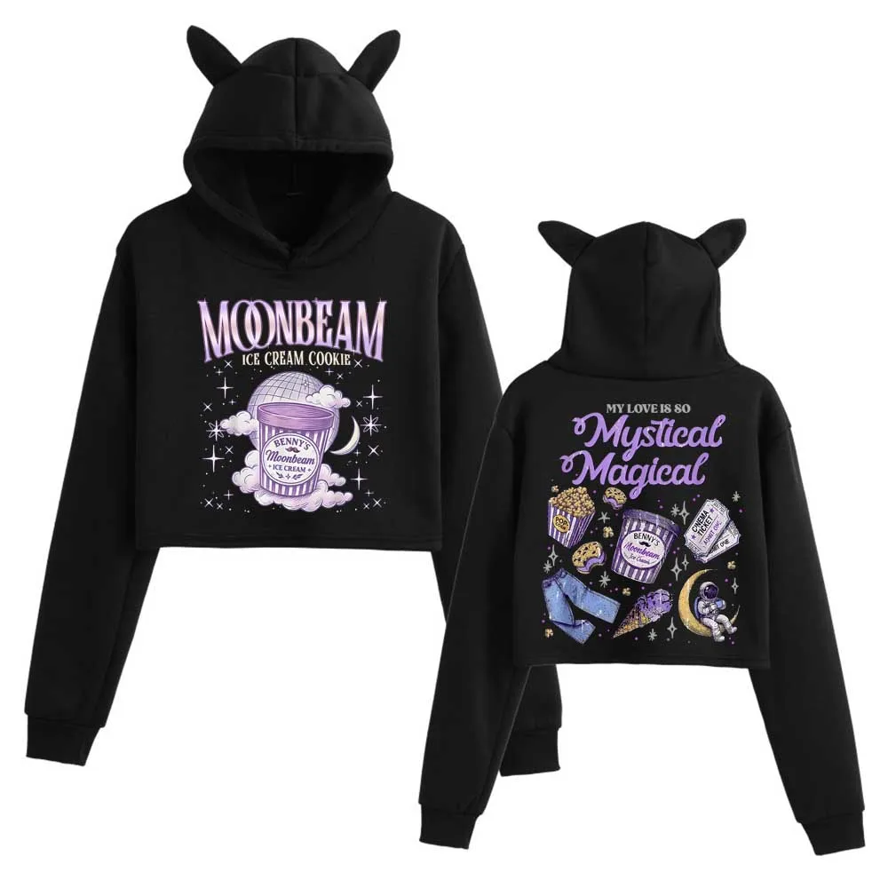 

Moonbeam Ice Cream Benson Boone America Tour 2022, укороченные топы, толстовка с кошачьими ушками, модная толстовка с длинными рукавами для девочек