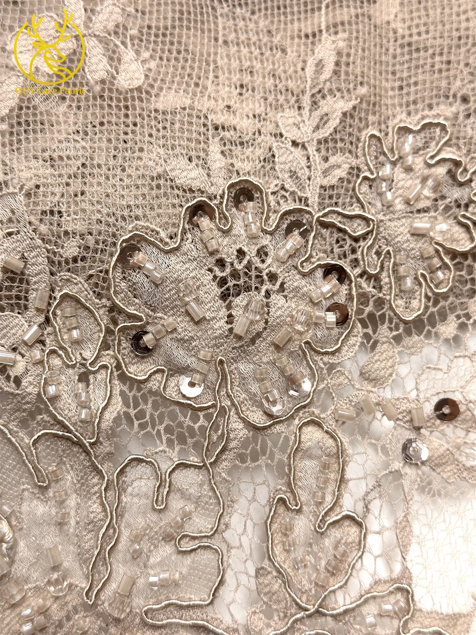 2026 Schwarzer Afrikanischer Perlen-Pailletten-Tüll-Spitzenstoff, Hochwertig und Luxuriös für Damen-Hochzeiten, DIY-Näharbeiten, Kleiderverzierung, 3 Meter – Detail 12