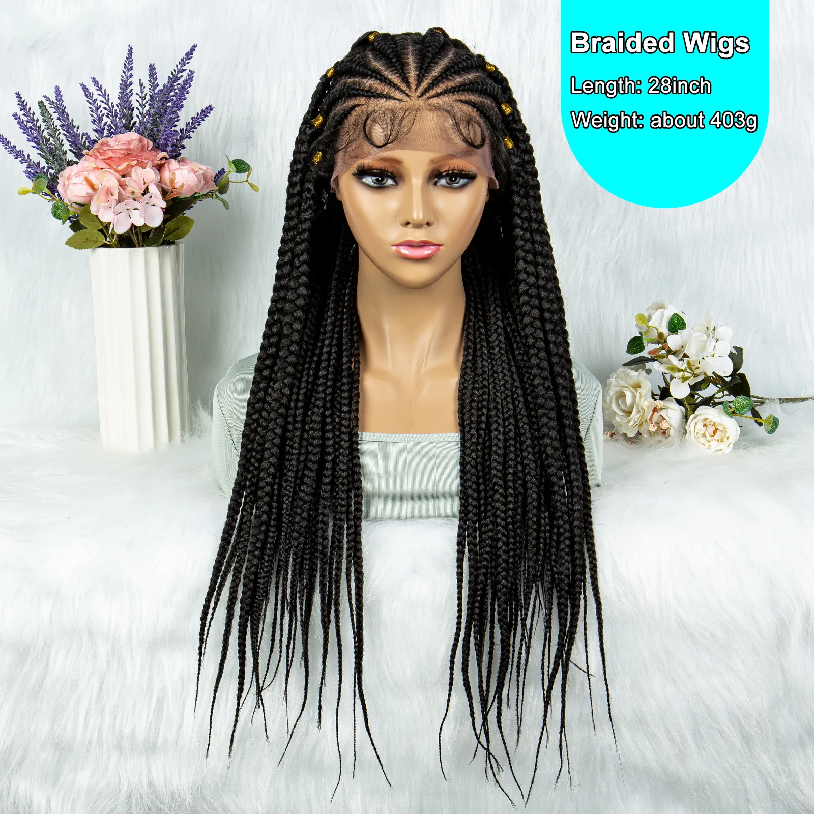 Kima 13X6 Lace Front Gevlochten Pruiken Synthetische Kant Voorkant Pruik Cornrow Met Baby Afrika Amerikaanse Vrouwen Kant Vlechten Pruiken