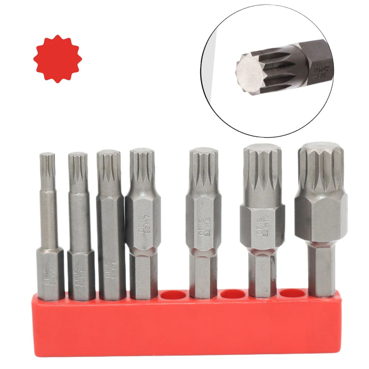 7Pcs/Set 12 Point Torx Screwdriver Bits 1/4 Hex Shank Magnetic S2 Alloy Steel Screwdriver Bit 50mm Long M4 M5 M6 M7 M8 M10 M12