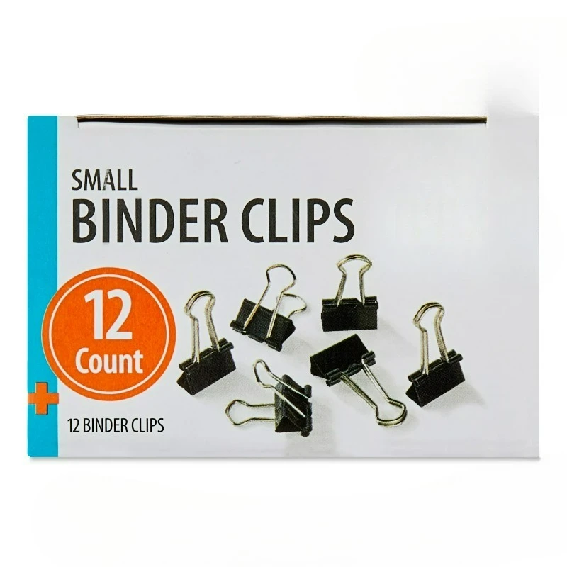 Small Metal Binder Clips, Black, 12 Count