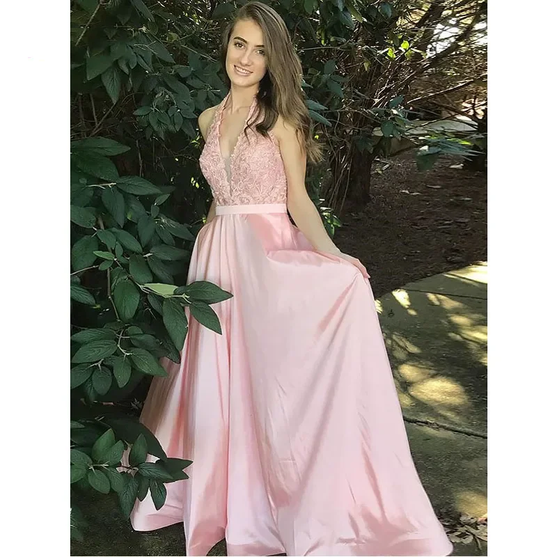 

Модное трапециевидное платье с v-образным вырезом и открытой спиной, без рукавов, длиной до пола, платье для выпускного вечера с наклейкой, конкурс красоты, вечернее платье по индивидуальному заказу