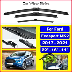 Car Front Rear Wiper Blades For Ford Ecosport MK2 II 2017 - 2021 Windscreen Soft Rubber Wipers Auto Windshield 2020 22