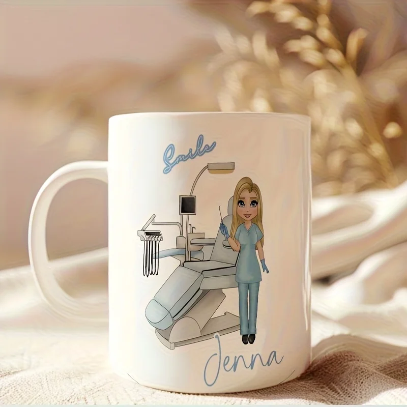 Mug en céramique personnalisé avec nom, 1 pièce, conçu pour les infirmières dentaires, tasse à café idéale pour les dentistes et les hygiénistes dentaires