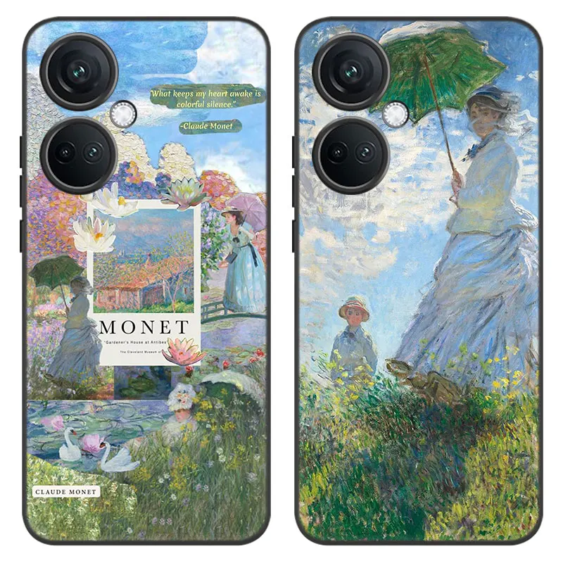 Claude Monet Cartoon Cover Black Phone Case For OnePlus Nord CE3 Lite 3 12 11 2T N30 CE2 N300 N200 10 9RT ACE 2V Pro 5G