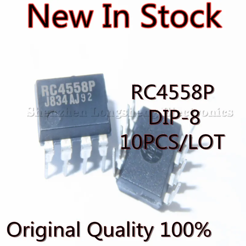 10PCS/LOT RC4558P RC4558 DIP-8 Operational Amplifier IC New In Stock Original Quality 100%