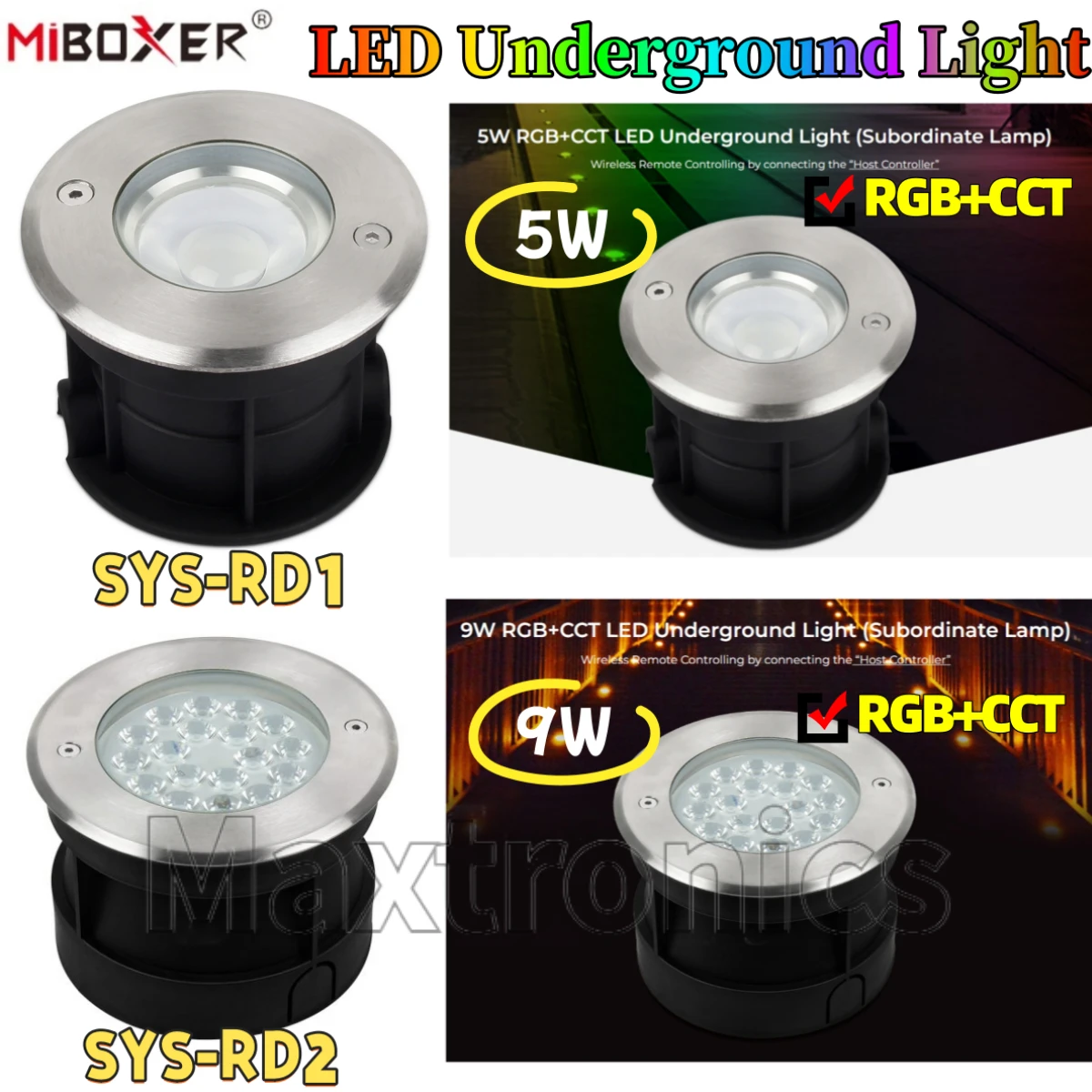 NEW MiBoxer RGB+CCT LED Underground Light IP68 Waterproof 5W SYS-RD1/ 9W SYS-RD2 /FUT092 SYS-T1 RD1 2.4G RF Tuya WiFi Control