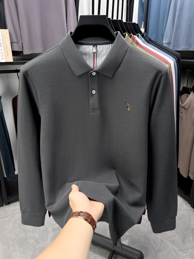 

100% pure cotton golf long sleeve polo shirt autumn luxury fashion brand Paul Pony embroidered lapel T-shirt casual men’s wear