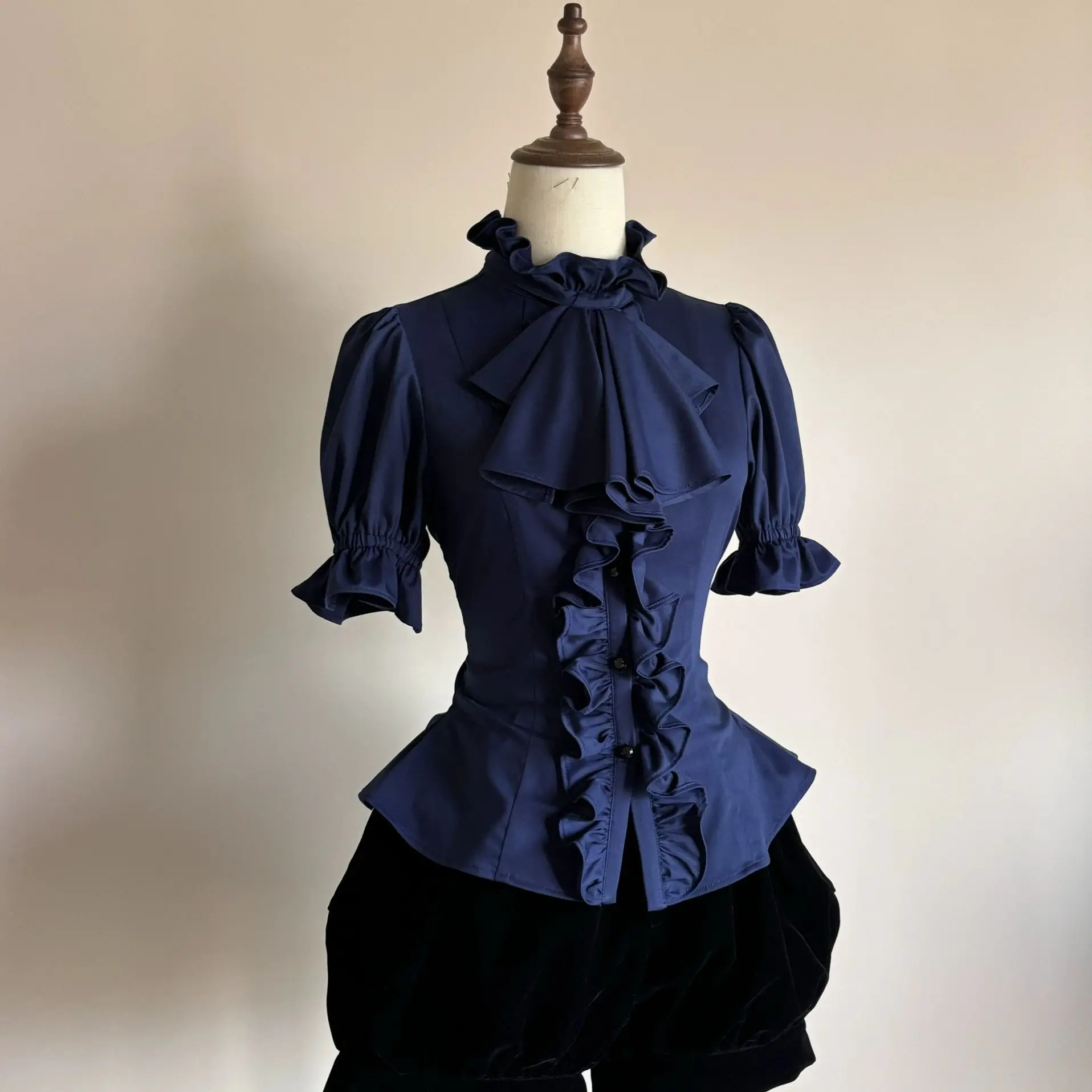 Japanese Gothic Lolita Puff Sleeves Shirts Y2k Aesthetic Ruffles Bow Slim Blouse Tops Women Vintage Elegant JK Blusas