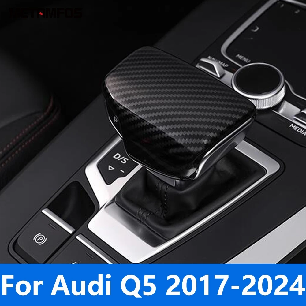 

For Audi Q5 2017-2021 2022 2023 2024 Carbon Fiber Gear Shift Knob Head Cap Cover Trim Sticker Interior Accessories Car Styling