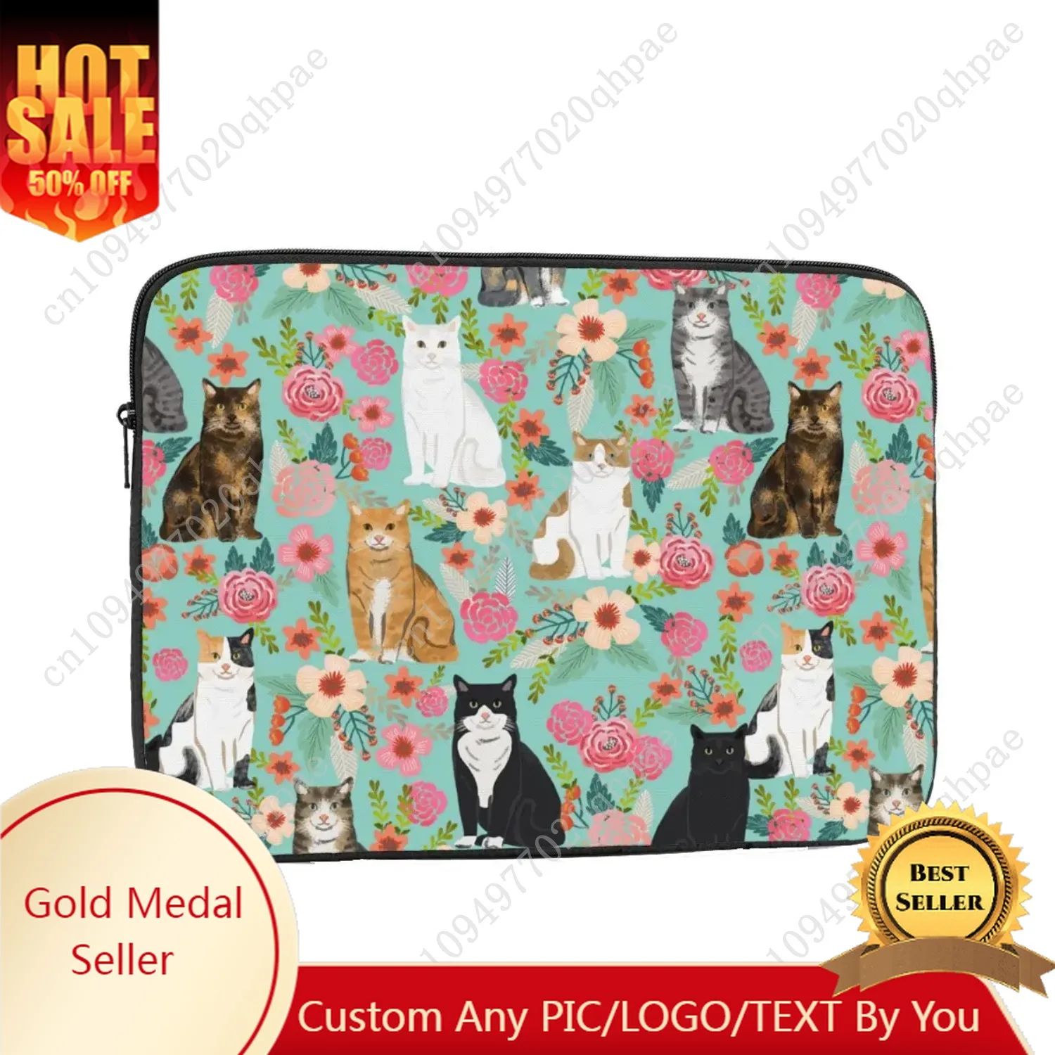 حقيبة كمبيوتر محمول للكمبيوتر المحمول القطط خمر الأزهار اللوحي كم حالة الحيوان 10 12 13 15 17 بوصة حقيبة مضادة للصدمات #1