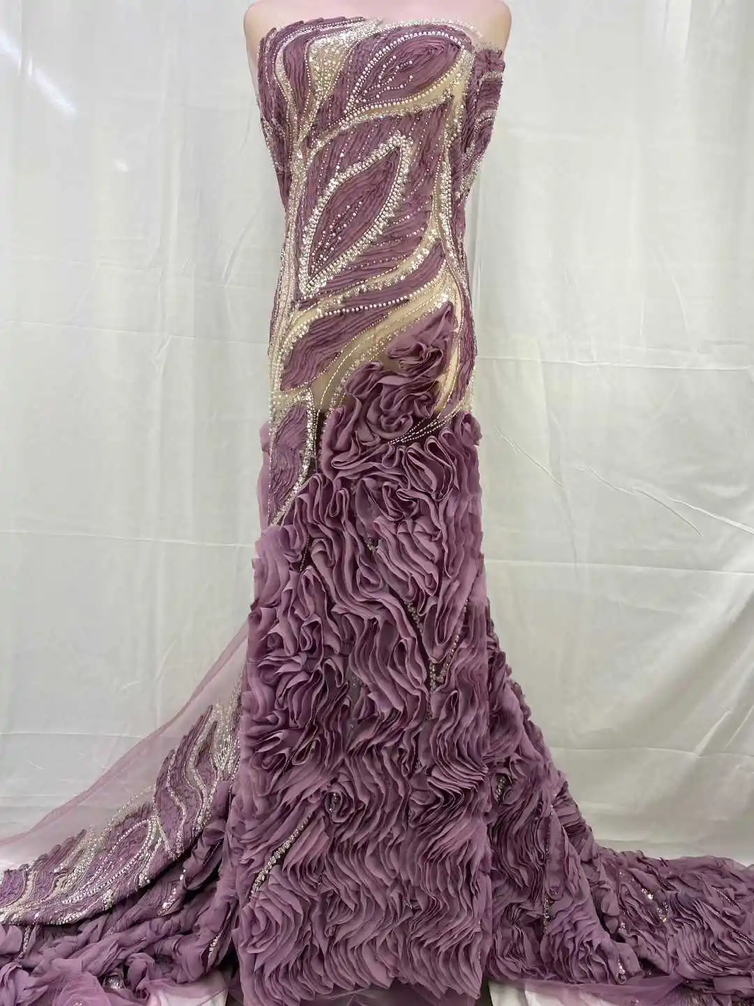 

Элегантная французская вышивка, тяжелая сетчатая кружевная ткань с бисером, 2024, африканская нигерийская тюль-сетка с блестками, ткань для свадебного платья-JH