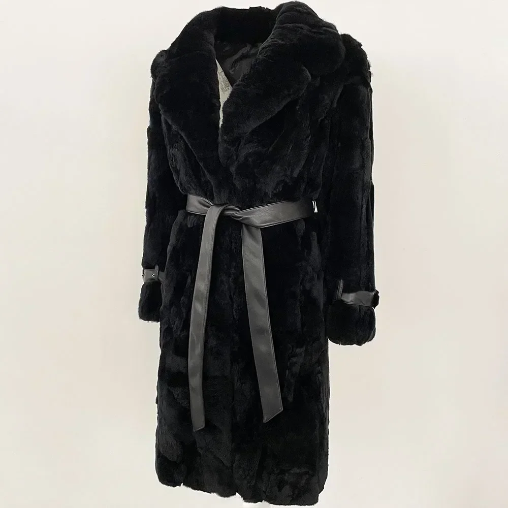 OFTBUY Natural Rabbit Fur Coat Clothes for Woman Winter Designer Jacket Luxury Genuine New in Coats & Jackets Natural Fur Long