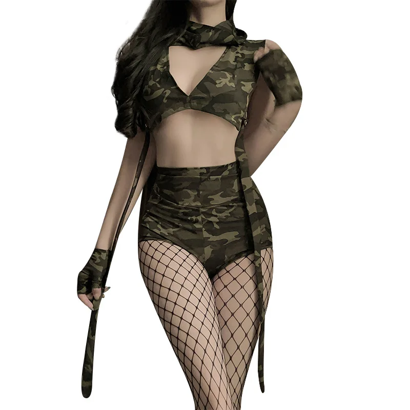 2026 New Women Sexy Camouflage Instructor Set Roleplay Police Lingerie Cool Girl Naugty Party Cosplay Army Costumes Fliter Wear