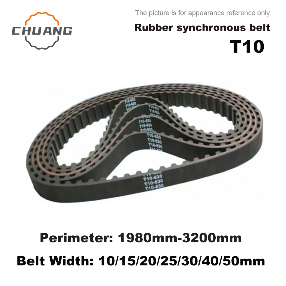 

T10 Perimeter: 1980mm-3200mm T10 rubber synchronous belt Belt Width: 10/15/20/25/30/40/50mm T10 Trapezoidal tooth