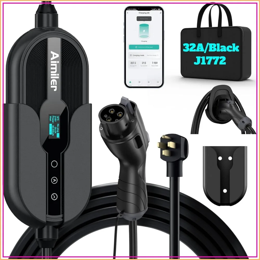 

32A Level 2 EV Charger with WIFI & APP, 25ft Cable, NEMA 14-50 Plug, J1772 Connector, ETL Certified, 7.68kW