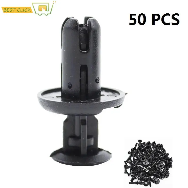 50Pcs 8mm Auto Bumper Fastener For Toyota Nissan Honda Plastic Rivet Retainer Push Engine Cover Fender Car Door Trim Panel Clips