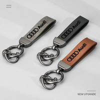For Audi A3 A5 Q5 A6 A4 Q7 A1 A2 A7 A8 Q1 Q2 Q3 Q4 Q6 Q8 TT RS3 S5 B8 C6 B9 RS7 RS5/Car Emblem Leather Keychain Key Ring Pendant