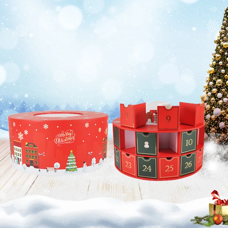 Customized queryAdvent Calendar Gift Box Packaging RTS Factory Wholesale Christmas Candle Use Glossy Lamination Varnishing Foil