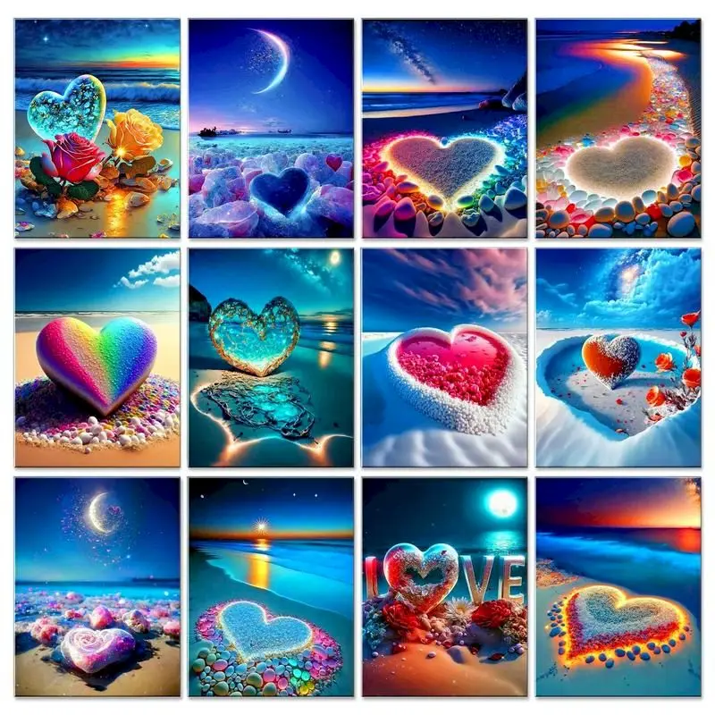 

DIY Diamond Painting Color Love Stone diamond embroidery diy 5d seascape Mosaic Cross Picture Of Handmade Home Decoration