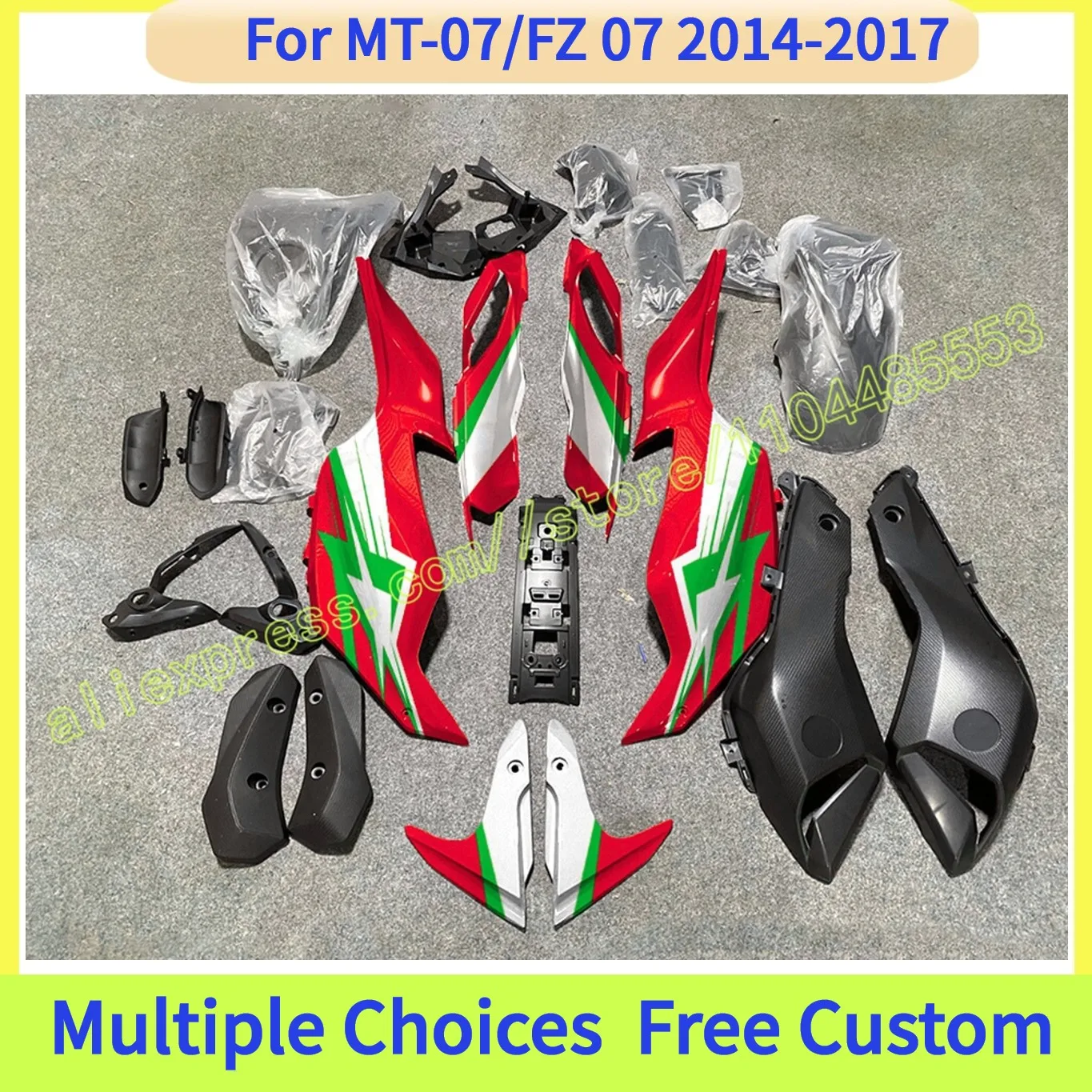 Kit de Carenado de Plástico ABS para Motocicleta Deportiva Yamaha MT07 2014 2015 2016 2017 MT-07 FZ-07 FZ 07, Paneles de Repuesto para Carrocería