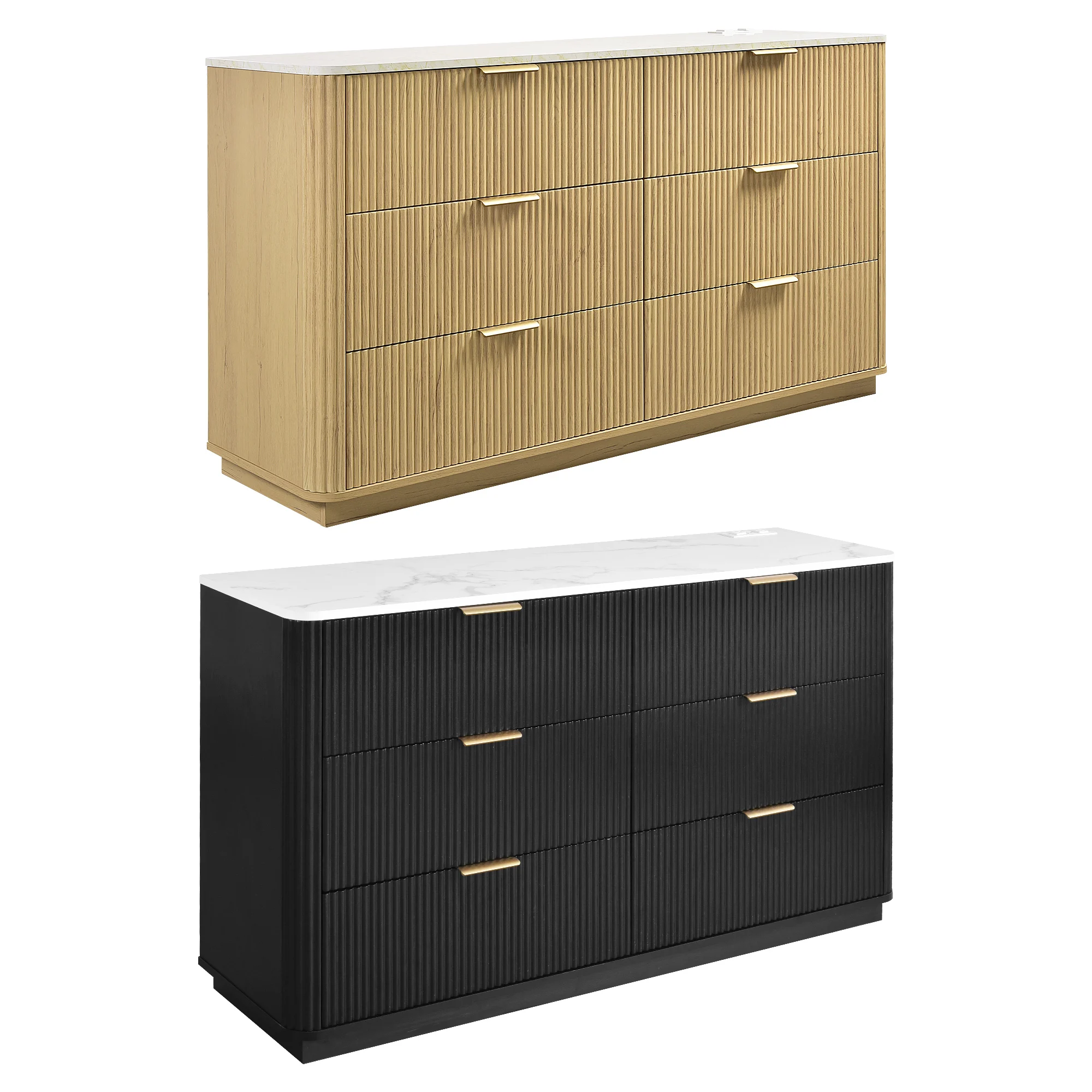 Fluted 6 Drawers Dresser, 55