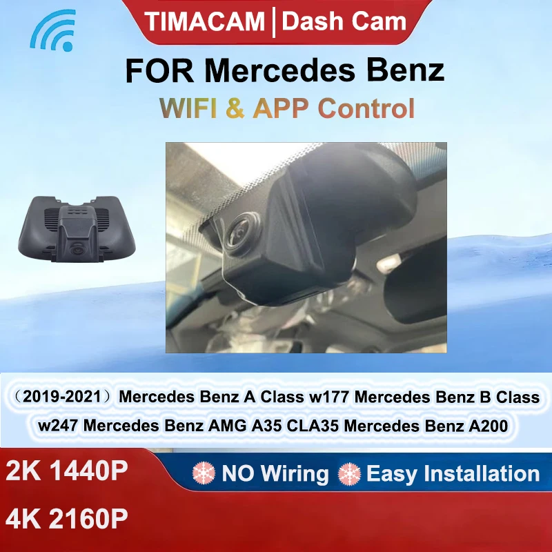 for Mercedes Benz A Class w177 AMG A35 CLA35 for Mercedes B Class w247 w118 2019-2021 Dash Cam Car DVR 2K 4K Wifi Video Recorder