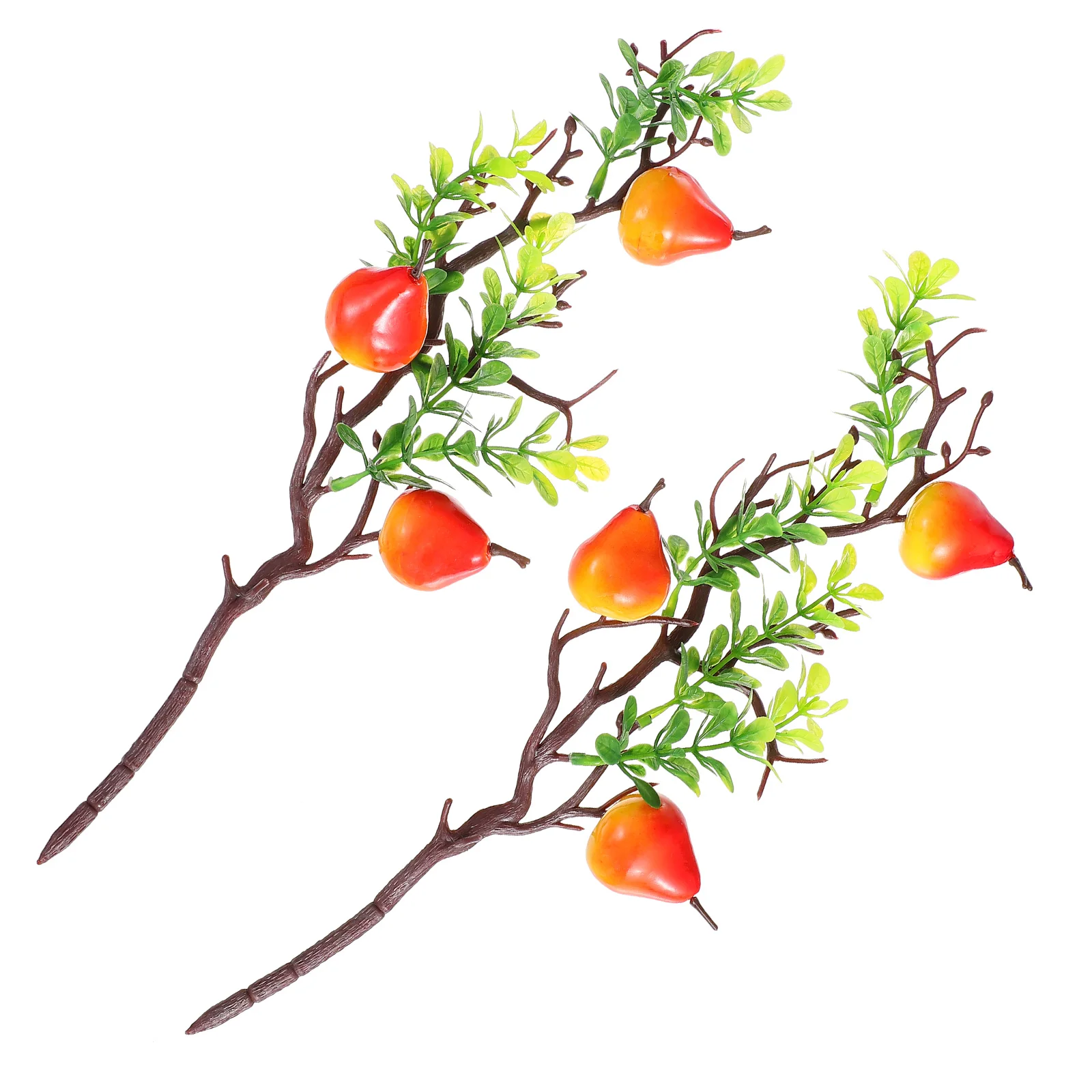 

2Pcs Artificial Pear Branches Bright Color Decor Fake Plant Home Wedding Celebration Christmas PropsBranches Decor