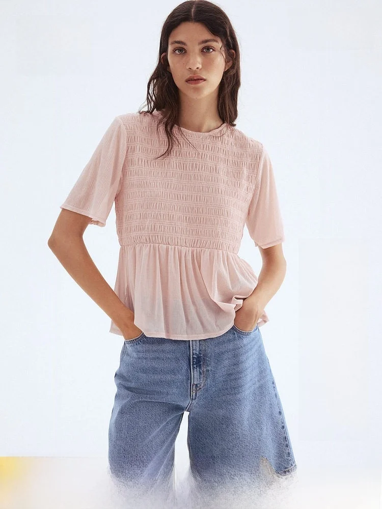 

Romantic Complex H&M Women's Shirt Summer Elegance Commute Skirt Style Pleated Bellow Princess Style Straight Tube Long Sleeve