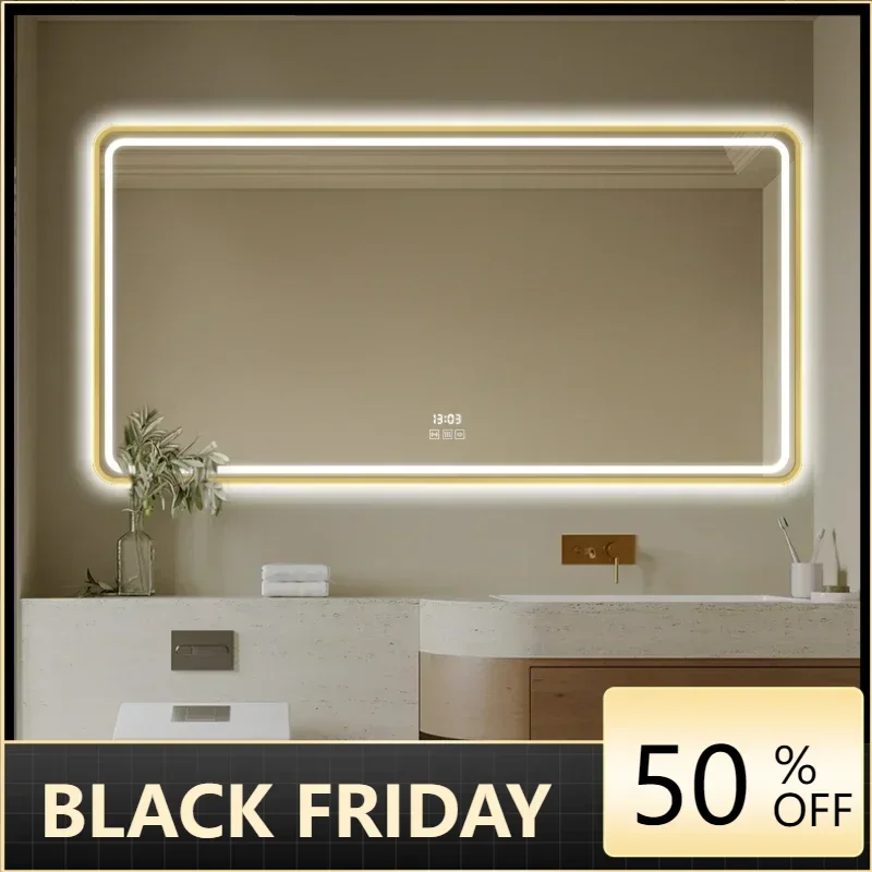 Rectangle Wall Bath Mirrors Light Makeup Decorative Mirror Luxury Bathroom Items Magnifying Led Bedroom Vanity Home Decorations