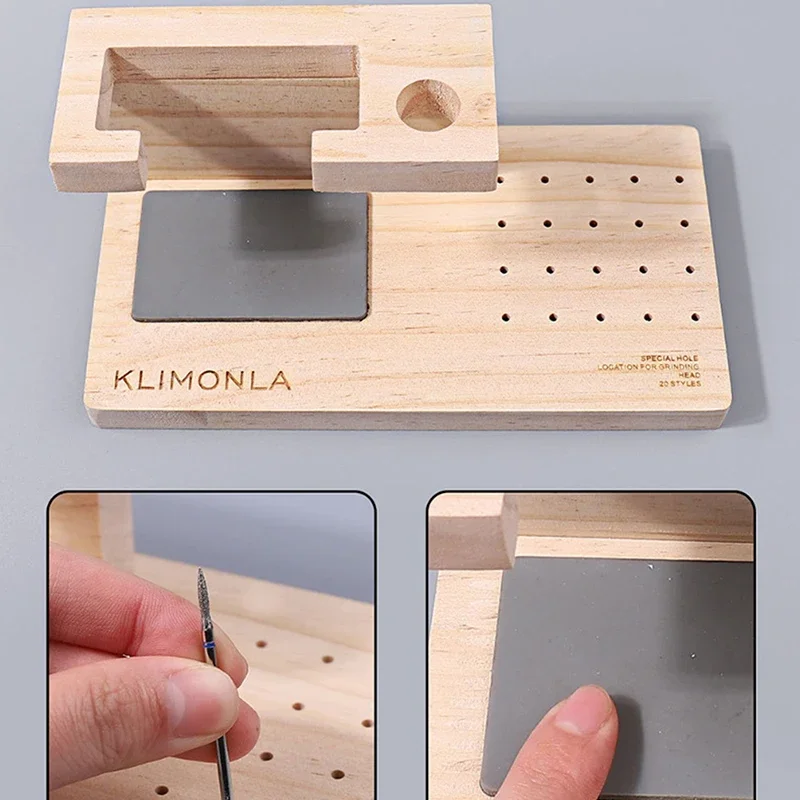 1pc punte per trapano per unghie supporto in legno, durevole per l'addestramento delle unghie accessori per nail art scatola di strumenti per manicure fai da te scatola di visualizzazione