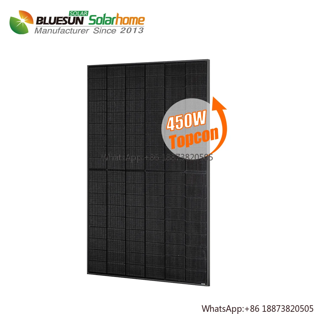 Bluesun high efficiency bifacial n-type  solar panels full black 450w solar panel EU stock