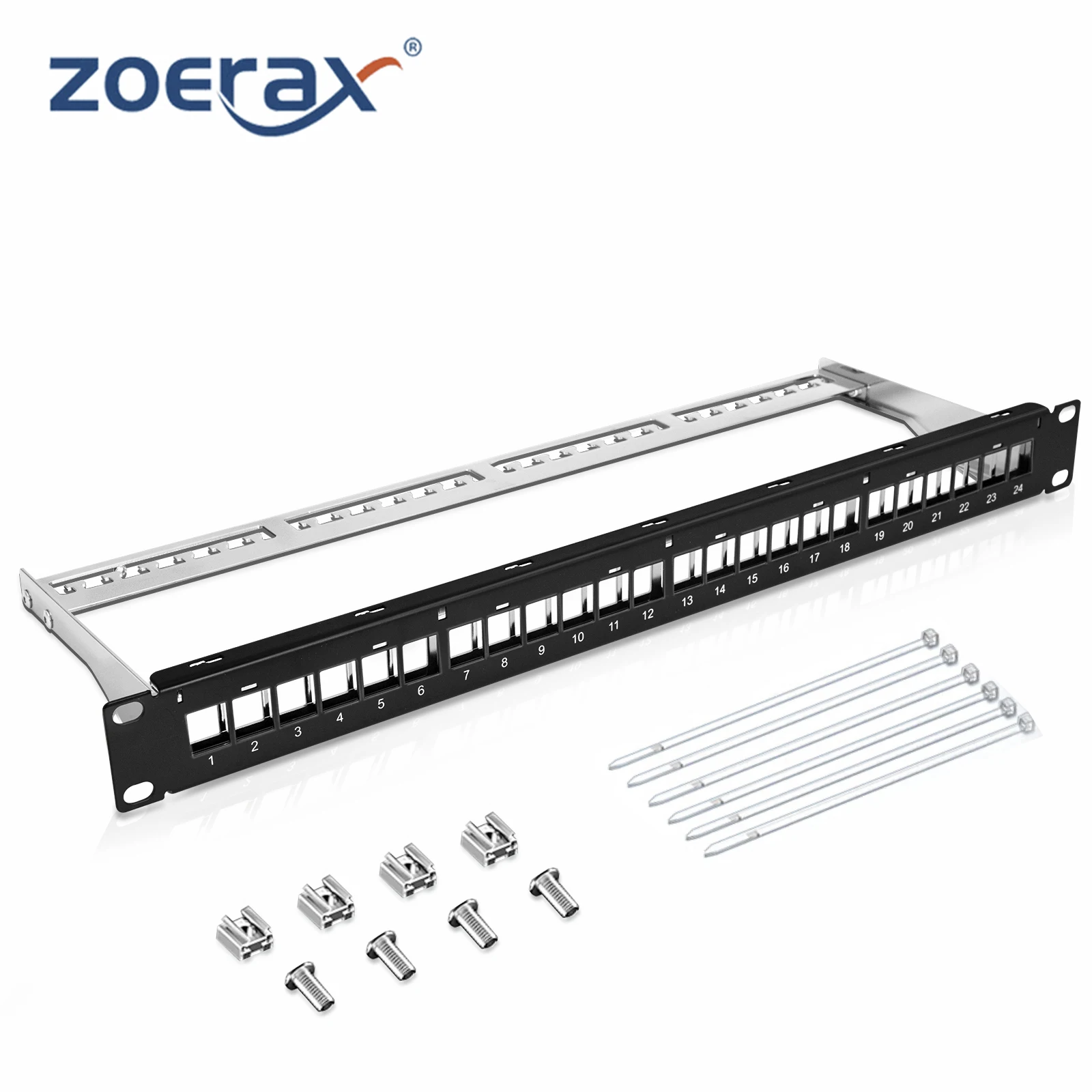 ZoeRax Patch Panel 24 Port Cat6A Cat7 with Keystone 10G Support, Keystone  Jack Coupler Patch Panel STP Shielded 19-Inch