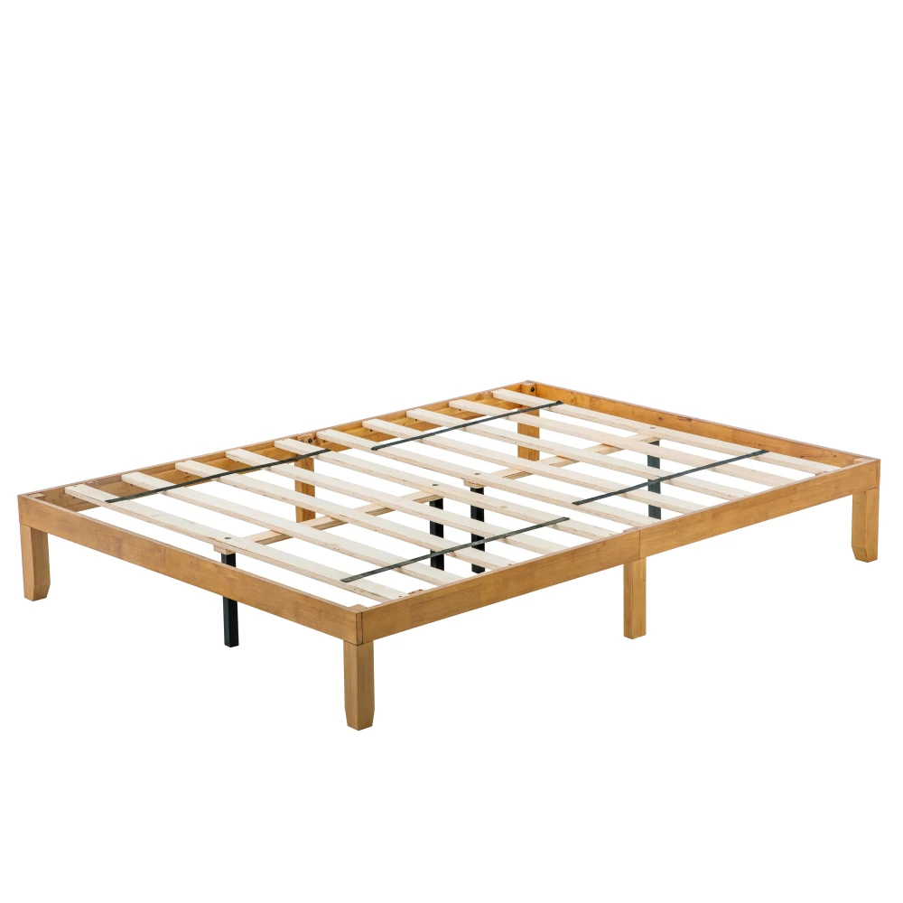 Queen Size Wood Platform Bed Frame,No Box Spring Needed,Strong Wood Slat Support, Easy Assembly Bedroom Furniture image 4
